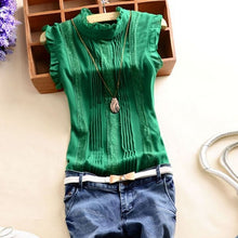 Load image into Gallery viewer, Womens Tops And Blouses Office Lady Casual Summer Blouse Top Retro Women Reffle Shirt Chiffon Blouse S-XL