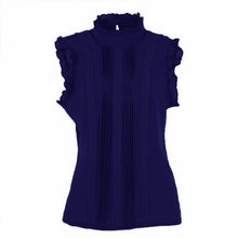Load image into Gallery viewer, Womens Tops And Blouses Office Lady Casual Summer Blouse Top Retro Women Reffle Shirt Chiffon Blouse S-XL