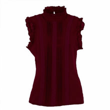 Load image into Gallery viewer, Womens Tops And Blouses Office Lady Casual Summer Blouse Top Retro Women Reffle Shirt Chiffon Blouse S-XL