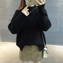 Load image into Gallery viewer, PEONFLY New 2019 Loose Thick Warm Winter Pullover Sweater Women Jumper Half Turtleneck Long Sleeve Knit Yellow Sweater Female