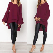 Load image into Gallery viewer, Lantern Sleeve Layered Shirts Women Asymmetrical Blouse 2019 ZANZEA Fashion Tops Female Casual Blusas Femininas Plus Size Shirts