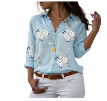 Load image into Gallery viewer, Elegant Women Floral Print Shirts Autumn Long Sleeve V Neck Blouses Shirts Tops Female Work Wear Blouses Shirts Women Clothing