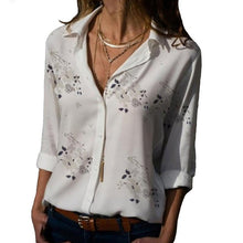Load image into Gallery viewer, Elegant Women Floral Print Shirts Autumn Long Sleeve V Neck Blouses Shirts Tops Female Work Wear Blouses Shirts Women Clothing