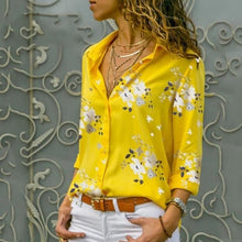 Load image into Gallery viewer, Elegant Women Floral Print Shirts Autumn Long Sleeve V Neck Blouses Shirts Tops Female Work Wear Blouses Shirts Women Clothing