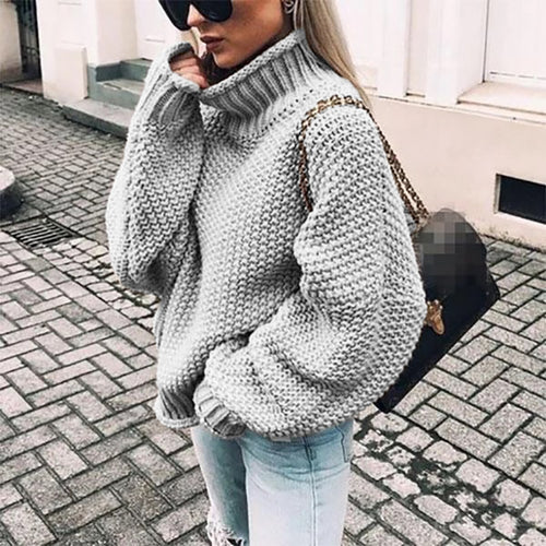 Autumn winter women turtleneck sweater loose casual pullover women jumper tops new oversized knitted sweaters female 2019 CDR902