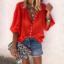Load image into Gallery viewer, Fanbety 5XL Chains print Blouses Woman Sexy V-Neck Button Long Sleeve Shirt 2019 Womens Elegant Autumn New Tops Blouse plus size