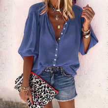 Load image into Gallery viewer, Fanbety 5XL Chains print Blouses Woman Sexy V-Neck Button Long Sleeve Shirt 2019 Womens Elegant Autumn New Tops Blouse plus size