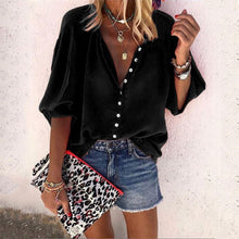 Load image into Gallery viewer, Fanbety 5XL Chains print Blouses Woman Sexy V-Neck Button Long Sleeve Shirt 2019 Womens Elegant Autumn New Tops Blouse plus size