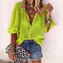 Load image into Gallery viewer, Fanbety 5XL Chains print Blouses Woman Sexy V-Neck Button Long Sleeve Shirt 2019 Womens Elegant Autumn New Tops Blouse plus size