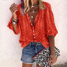 Load image into Gallery viewer, Fanbety 5XL Chains print Blouses Woman Sexy V-Neck Button Long Sleeve Shirt 2019 Womens Elegant Autumn New Tops Blouse plus size