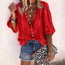 Load image into Gallery viewer, Fanbety 5XL Chains print Blouses Woman Sexy V-Neck Button Long Sleeve Shirt 2019 Womens Elegant Autumn New Tops Blouse plus size