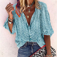 Load image into Gallery viewer, Fanbety 5XL Chains print Blouses Woman Sexy V-Neck Button Long Sleeve Shirt 2019 Womens Elegant Autumn New Tops Blouse plus size