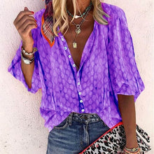 Load image into Gallery viewer, Fanbety 5XL Chains print Blouses Woman Sexy V-Neck Button Long Sleeve Shirt 2019 Womens Elegant Autumn New Tops Blouse plus size