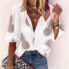 Load image into Gallery viewer, Fanbety 5XL Chains print Blouses Woman Sexy V-Neck Button Long Sleeve Shirt 2019 Womens Elegant Autumn New Tops Blouse plus size