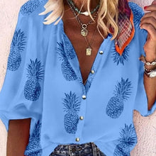 Load image into Gallery viewer, Fanbety 5XL Chains print Blouses Woman Sexy V-Neck Button Long Sleeve Shirt 2019 Womens Elegant Autumn New Tops Blouse plus size