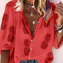 Load image into Gallery viewer, Fanbety 5XL Chains print Blouses Woman Sexy V-Neck Button Long Sleeve Shirt 2019 Womens Elegant Autumn New Tops Blouse plus size