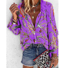 Load image into Gallery viewer, Fanbety 5XL Chains print Blouses Woman Sexy V-Neck Button Long Sleeve Shirt 2019 Womens Elegant Autumn New Tops Blouse plus size