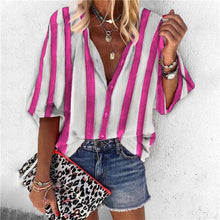 Load image into Gallery viewer, Fanbety 5XL Chains print Blouses Woman Sexy V-Neck Button Long Sleeve Shirt 2019 Womens Elegant Autumn New Tops Blouse plus size