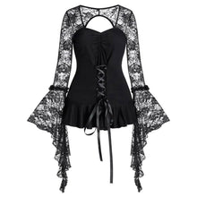 Load image into Gallery viewer, Blouse Womens Gothic Tops Fall Winter clothes Casual Long Sleeve V Neck Tight Haut Female Women Shirts #A9