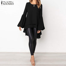 Load image into Gallery viewer, Lantern Sleeve Layered Shirts Women Asymmetrical Blouse 2019 ZANZEA Fashion Tops Female Casual Blusas Femininas Plus Size Shirts