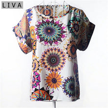 Load image into Gallery viewer, Fashion Thin Women Shirt S-XXL Summer Style Loose Colorful Print Chiffon Blouse Casual Tops Short Sleeve blusa feminina stripe