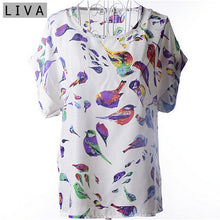 Load image into Gallery viewer, Fashion Thin Women Shirt S-XXL Summer Style Loose Colorful Print Chiffon Blouse Casual Tops Short Sleeve blusa feminina stripe