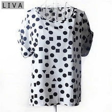 Load image into Gallery viewer, Fashion Thin Women Shirt S-XXL Summer Style Loose Colorful Print Chiffon Blouse Casual Tops Short Sleeve blusa feminina stripe