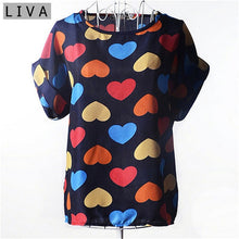 Load image into Gallery viewer, Fashion Thin Women Shirt S-XXL Summer Style Loose Colorful Print Chiffon Blouse Casual Tops Short Sleeve blusa feminina stripe