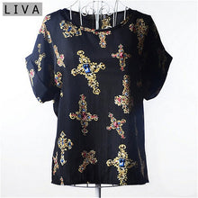 Load image into Gallery viewer, Fashion Thin Women Shirt S-XXL Summer Style Loose Colorful Print Chiffon Blouse Casual Tops Short Sleeve blusa feminina stripe