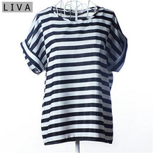 Load image into Gallery viewer, Fashion Thin Women Shirt S-XXL Summer Style Loose Colorful Print Chiffon Blouse Casual Tops Short Sleeve blusa feminina stripe