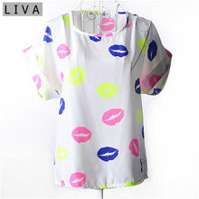 Load image into Gallery viewer, Fashion Thin Women Shirt S-XXL Summer Style Loose Colorful Print Chiffon Blouse Casual Tops Short Sleeve blusa feminina stripe