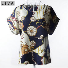 Load image into Gallery viewer, Fashion Thin Women Shirt S-XXL Summer Style Loose Colorful Print Chiffon Blouse Casual Tops Short Sleeve blusa feminina stripe