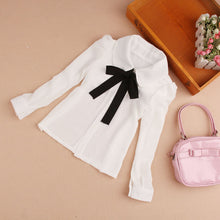 Load image into Gallery viewer, Students White Blouses For Girls School Uniforms Cotton Striped Shirts For Kids Tops 2 4 6 8 10 12 14 15 Years Teenage Blouses