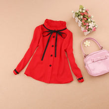 Load image into Gallery viewer, Students White Blouses For Girls School Uniforms Cotton Striped Shirts For Kids Tops 2 4 6 8 10 12 14 15 Years Teenage Blouses