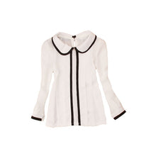 Load image into Gallery viewer, Students White Blouses For Girls School Uniforms Cotton Striped Shirts For Kids Tops 2 4 6 8 10 12 14 15 Years Teenage Blouses