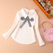 Load image into Gallery viewer, Students White Blouses For Girls School Uniforms Cotton Striped Shirts For Kids Tops 2 4 6 8 10 12 14 15 Years Teenage Blouses