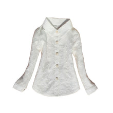 Load image into Gallery viewer, Students White Blouses For Girls School Uniforms Cotton Striped Shirts For Kids Tops 2 4 6 8 10 12 14 15 Years Teenage Blouses