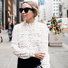 Load image into Gallery viewer, Elegant Floral Lace Blouse Shirt Women Lantern Sleeve White Blouse Spring Summer Hollow Out Tops Blouse Blusas HO800442