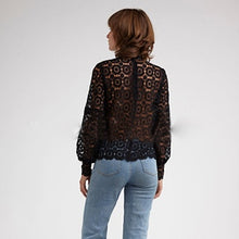 Load image into Gallery viewer, Elegant Floral Lace Blouse Shirt Women Lantern Sleeve White Blouse Spring Summer Hollow Out Tops Blouse Blusas HO800442