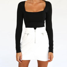 Load image into Gallery viewer, Women Sexy Solid Slim Shirt Solid Square-Neck Long Sleeve Blouse Solid Slim Long Sleeve Square-Neck Womens Tops and Blouses #20